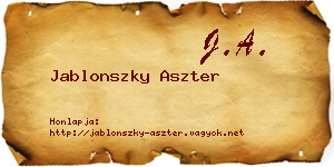 Jablonszky Aszter névjegykártya